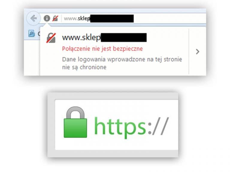 Widok paska przeglądarki SSL